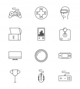 وکتور تنظیم خط نمادهای بازی های ویدیویی
