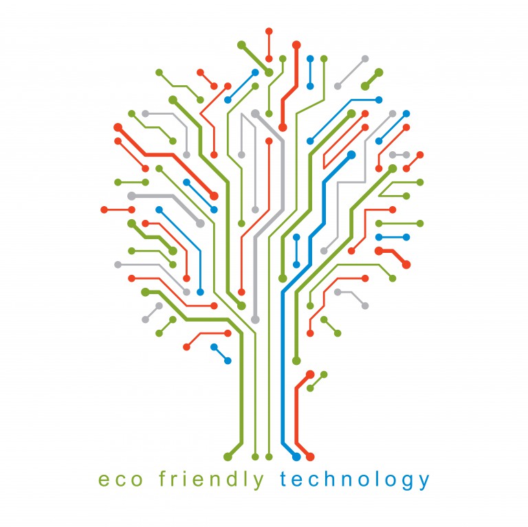 وکتور درخت تصویر برداری برای مفهوم فناوری سازگار با محیط زیست