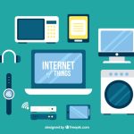 مجموعه وکتور دستگاه های هوشمند با پس زمینه آبی