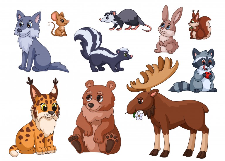 مجموعه 10 عددی وکتور طرح حیوانات به سبک کارتونی