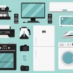 وکتور لوازم خانگی با پس زمینه آبی