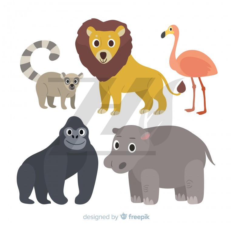 مجموعه 5 عددی وکتور طرح حیوانات به سبک کارتونی