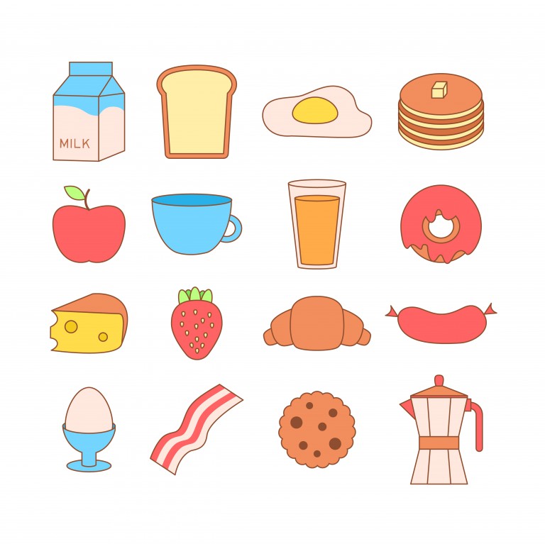 مجموعه 16 عددی وکتور طرح خوراکی و غذا های مختلف