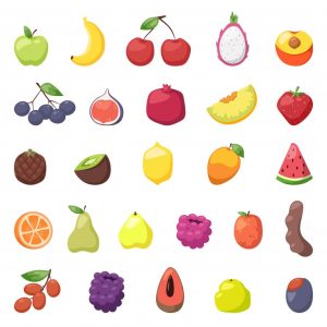 مجموعه 26 عددی وکتور طرح میوه جات مختلف