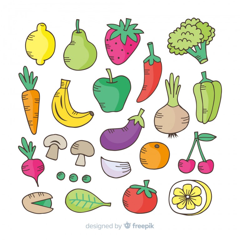 مجموعه وکتور میوه و سبزیجات مختلف