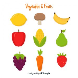 وکتور مجموعه 9 عددی میوه جات مختلف مفهوم غذای سالم