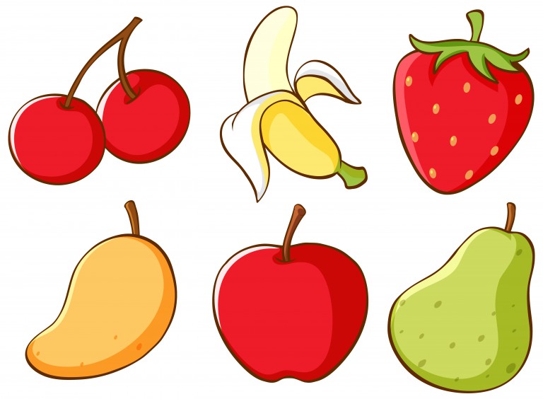 مجموعه 6 عددی وکتور طرح میوه های مختلف