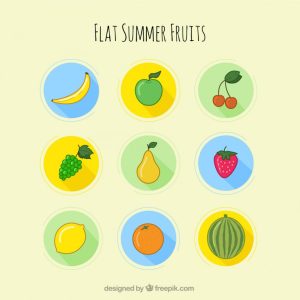 مجموعه 9 عددی وکتور طرح میوه با پس زمینه های جدا شده