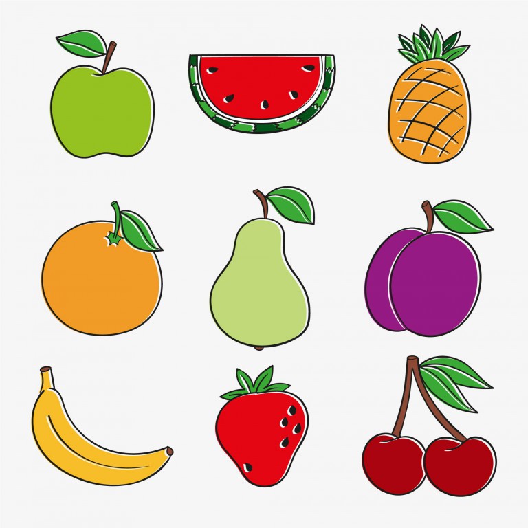 مجموعه 9 عددی وکتور میوه های متفاوت