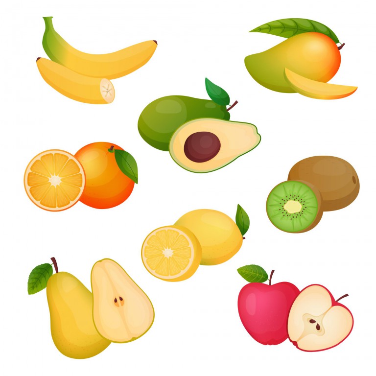 وکتور مجموعه 8 عددی میوه های متفاوت
