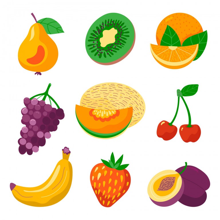 مجموعه 9 عددی وکتور طرح میوه های مختلف