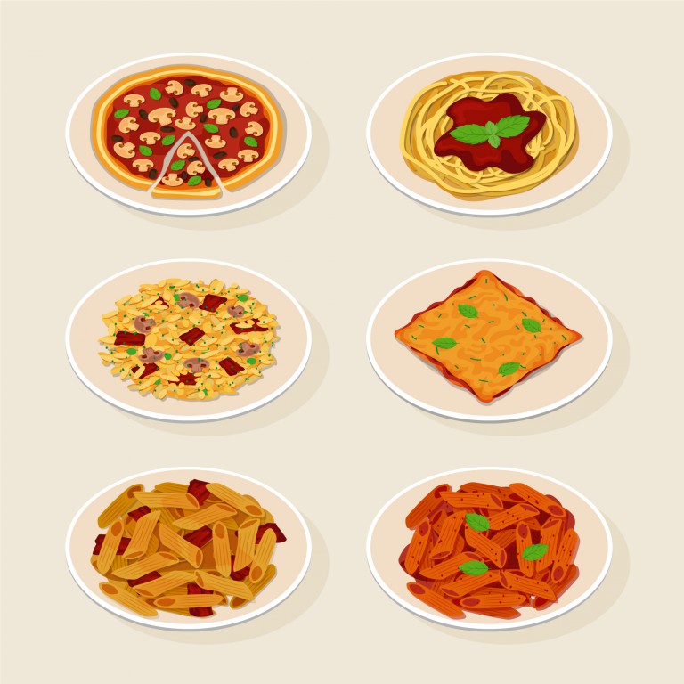مجموعه 6 عددی وکتور طرح غذا های مختلف