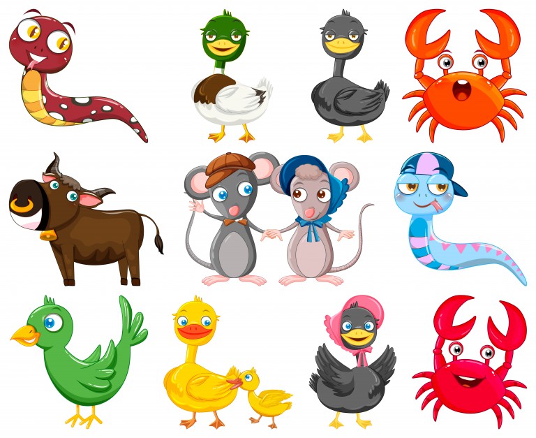مجموعه 13 عددی وکتور حیوانات سبک کارتونی