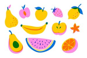 مجموعه 10 عددی وکتور طرح میوه جات مختلف به سبک کارتونی