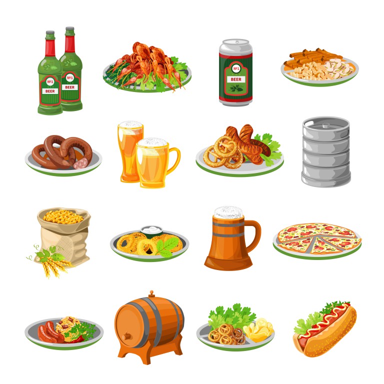 مجموعه 16 عددی آیکون طرح غذا و نوشیدنی