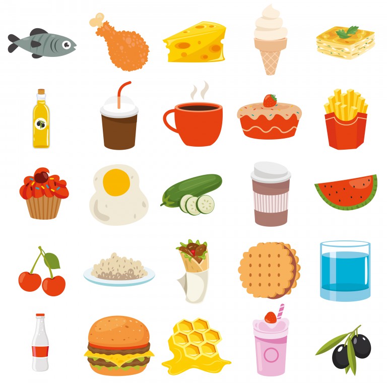 مجموعه 25 عددی وکتور طرح غذا و خوراکی های مختلف