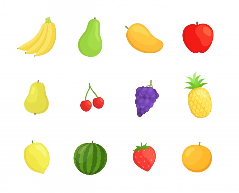 مجموعه 12 عددی آیکون طرح میوه های مختلف