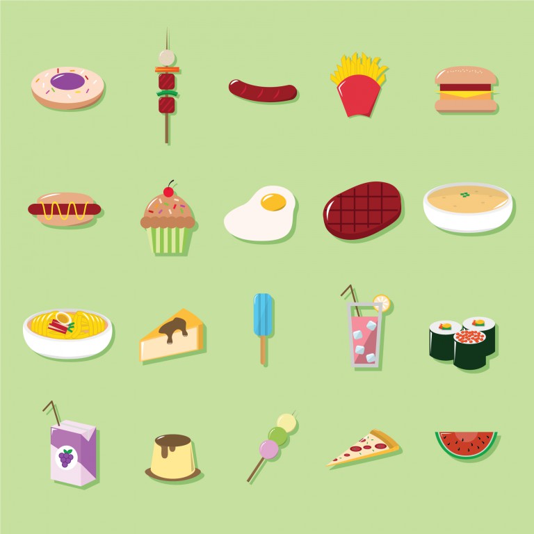آیکون 16 عددی طرح غذا و خوراکی های مختلف