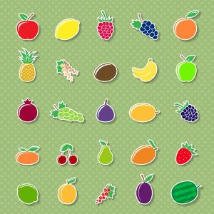 مجموعه 25 عددی وکتور طرح میوه جات مختلف با پس زمینه رنگ روشن