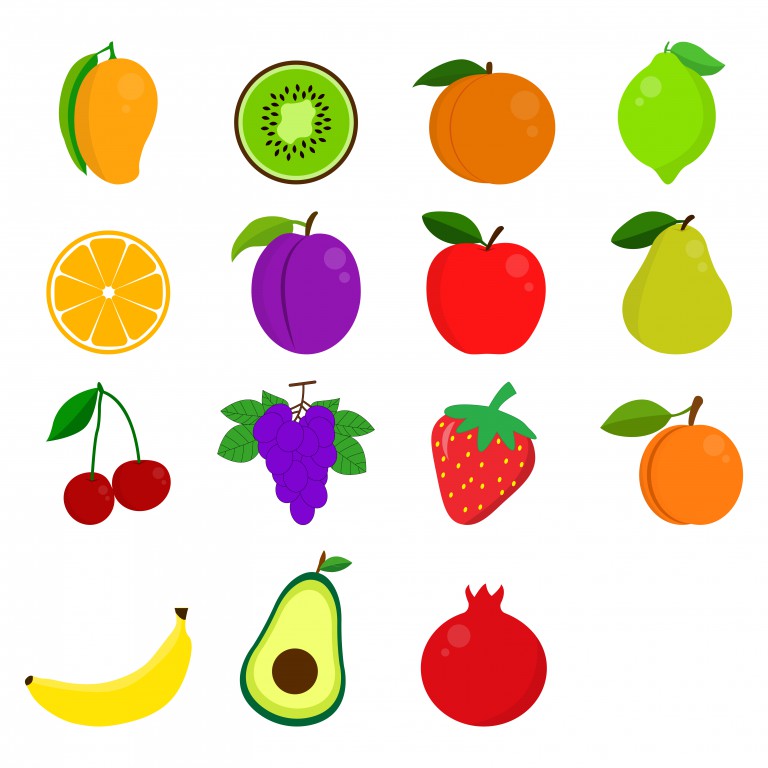 مجموعه 12 عددی وکتور طرح میوه های مختلف
