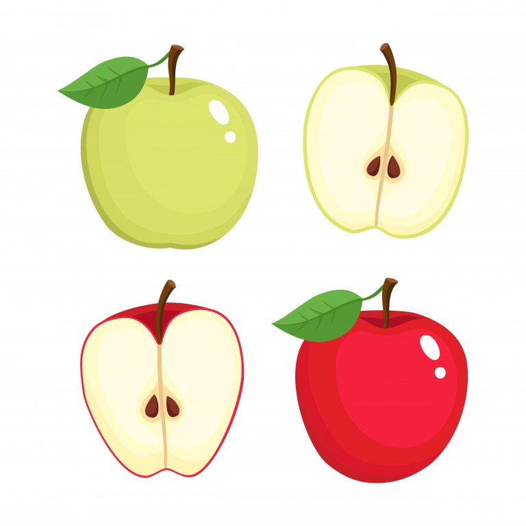 وکتور میوه سیب قرمز و سبز