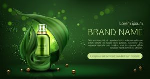 وکتور بنر تبلیغاتی لوازم آرایشی و بهداشتی محصول مراقبت از پوست رنگ سبز