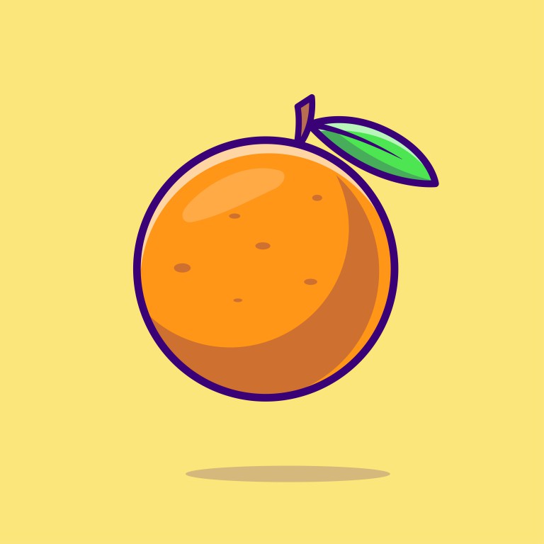 وکتور طرح میوه پرتقال با پس زمینه رنگ زرد