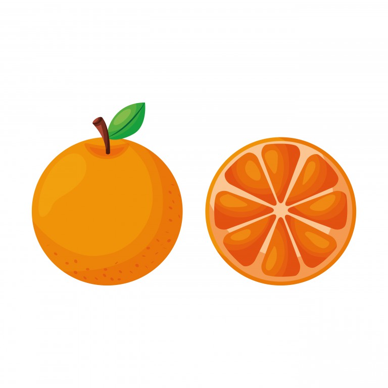 وکتور طرح میوه پرتقال با پس زمینه رنگ روشن