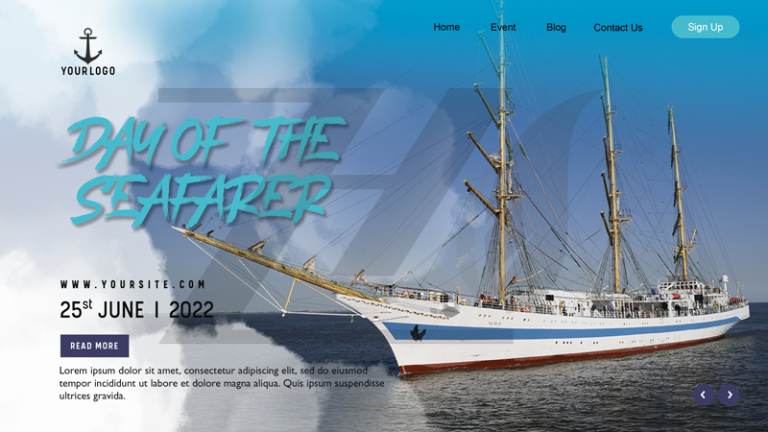 فایل لایه باز بنر روز جهانی دریانورد رنگ روشن