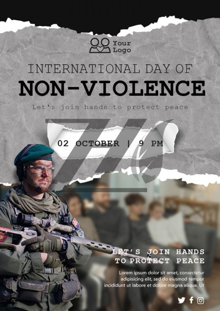 فایل لایه باز قالب پوستر روز جهانی بدون خشونت
