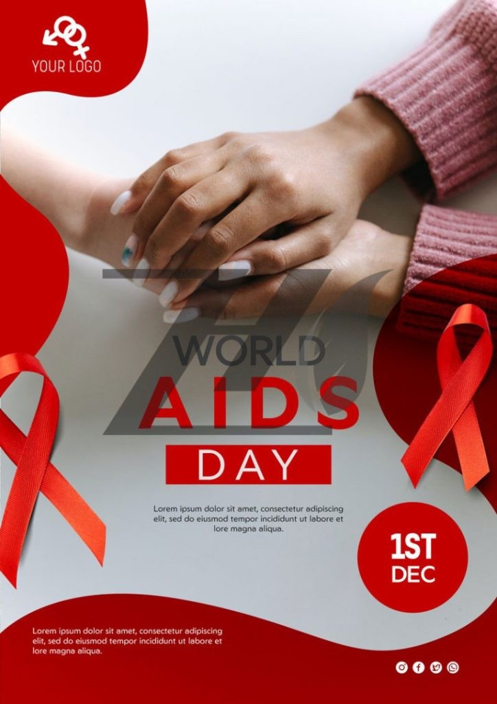 فایل لایه باز پوستر روز بین المللی ایدز رنگ روشن