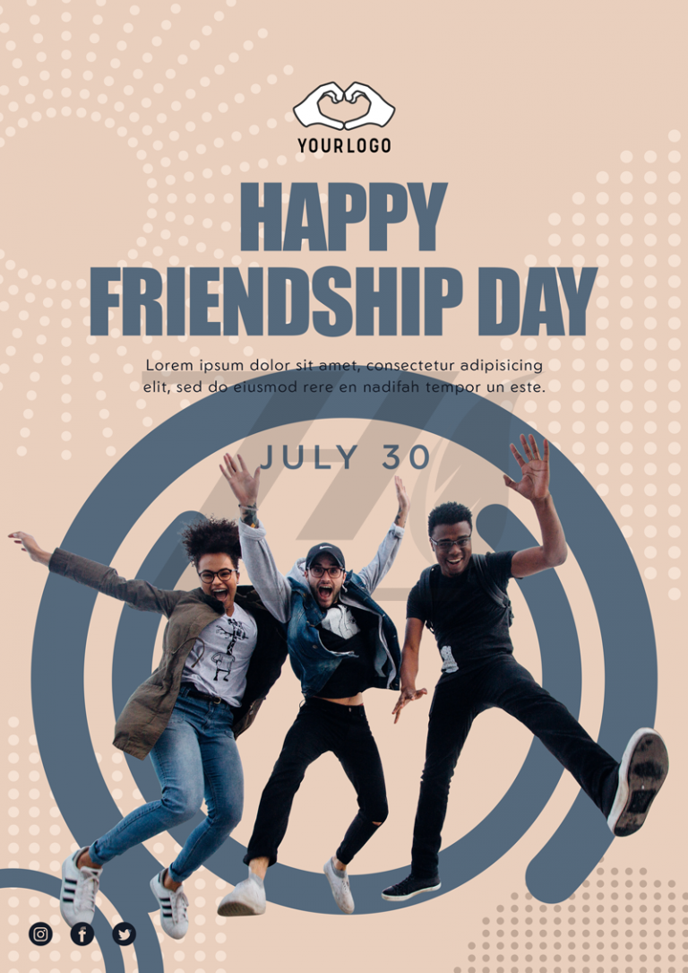 فایل لایه باز قالب پوستر روز جهانی دوستی رنگ روشن