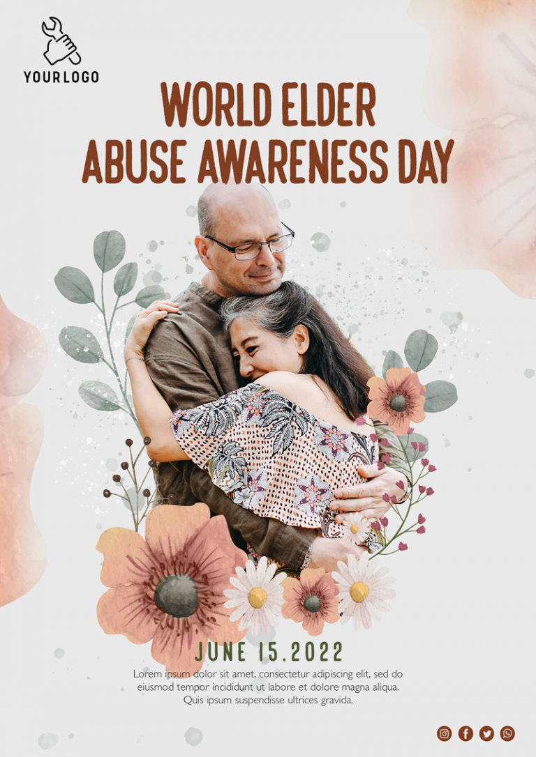 فایل لایه باز پوستر روز جهانی آگاهی از سوء استفاده از سالمندان رنگ روشن