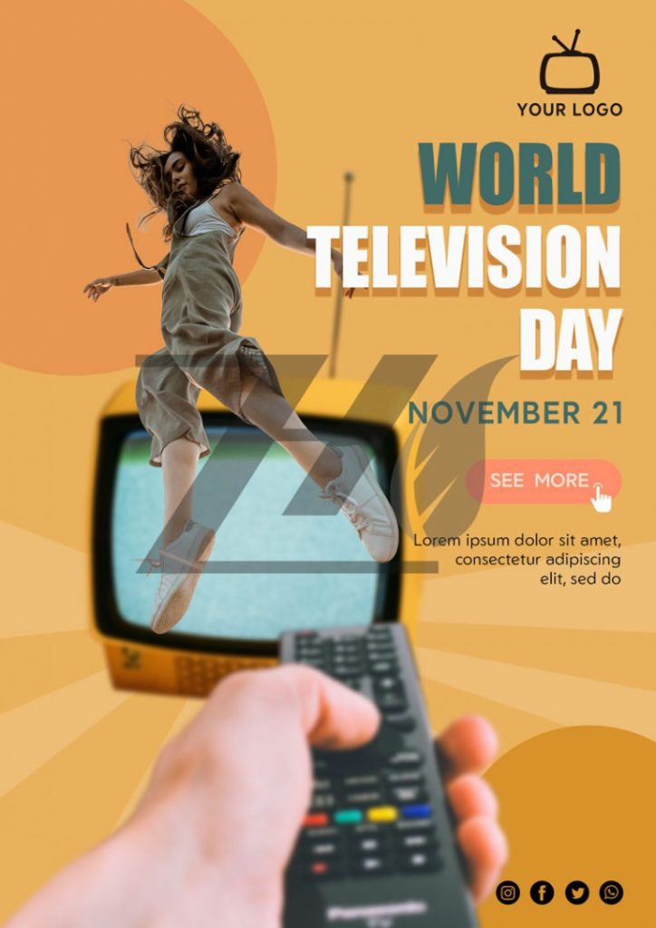 فایل لایه باز پوستر طرح روز جهانی تلویزیون رنگ روشن