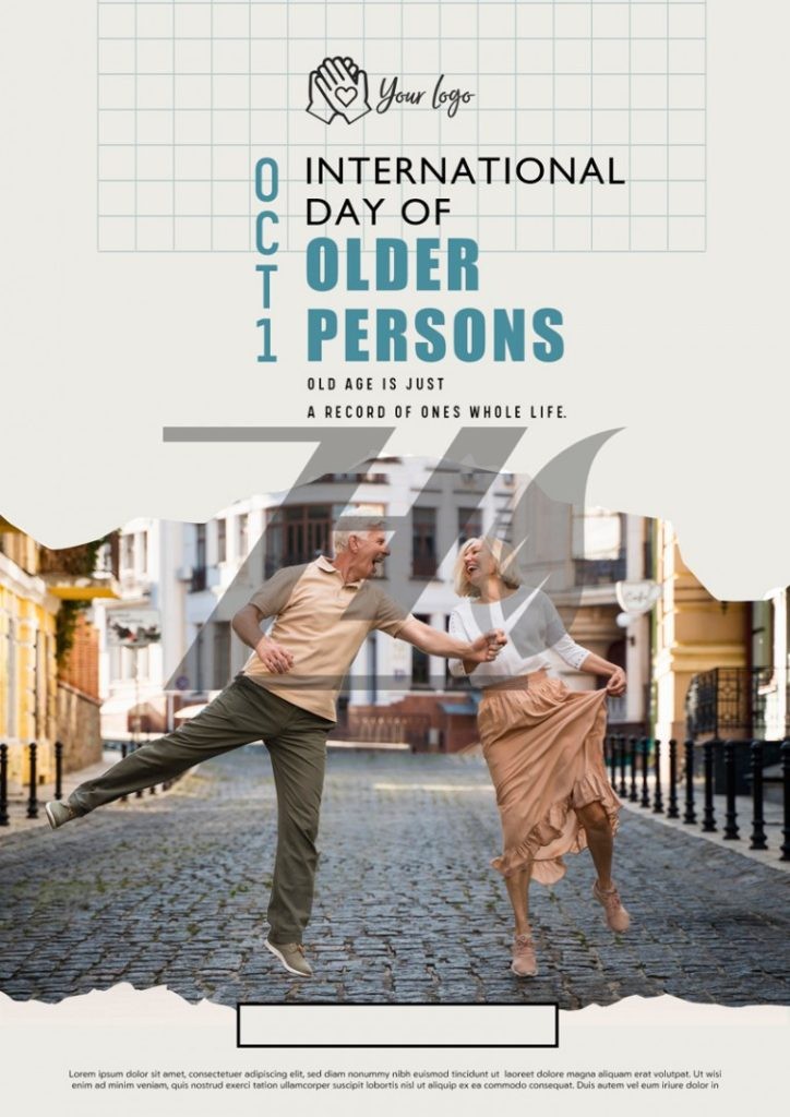فایل لایه باز پوستر تبریک روز جهانی سالمندان رنگ روشن