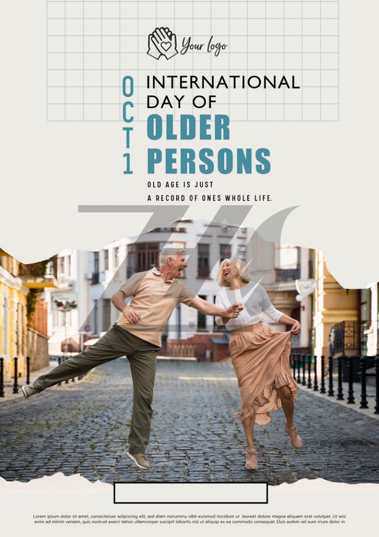 فایل لایه باز پوستر تبریک روز جهانی سالمندان رنگ روشن