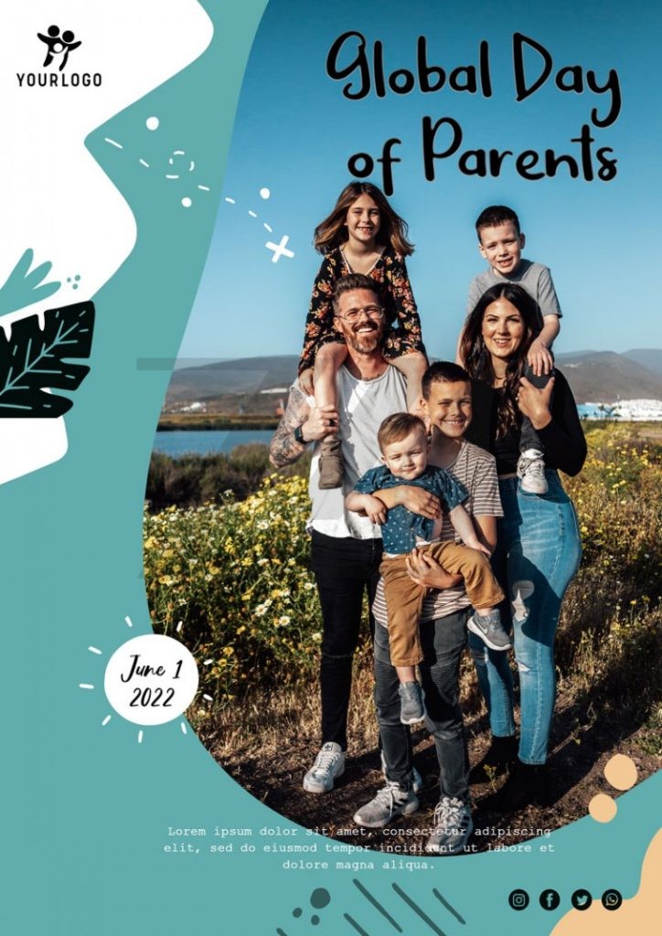 فایل لایه باز پوستر روز جهانی والدین رنگ روشن