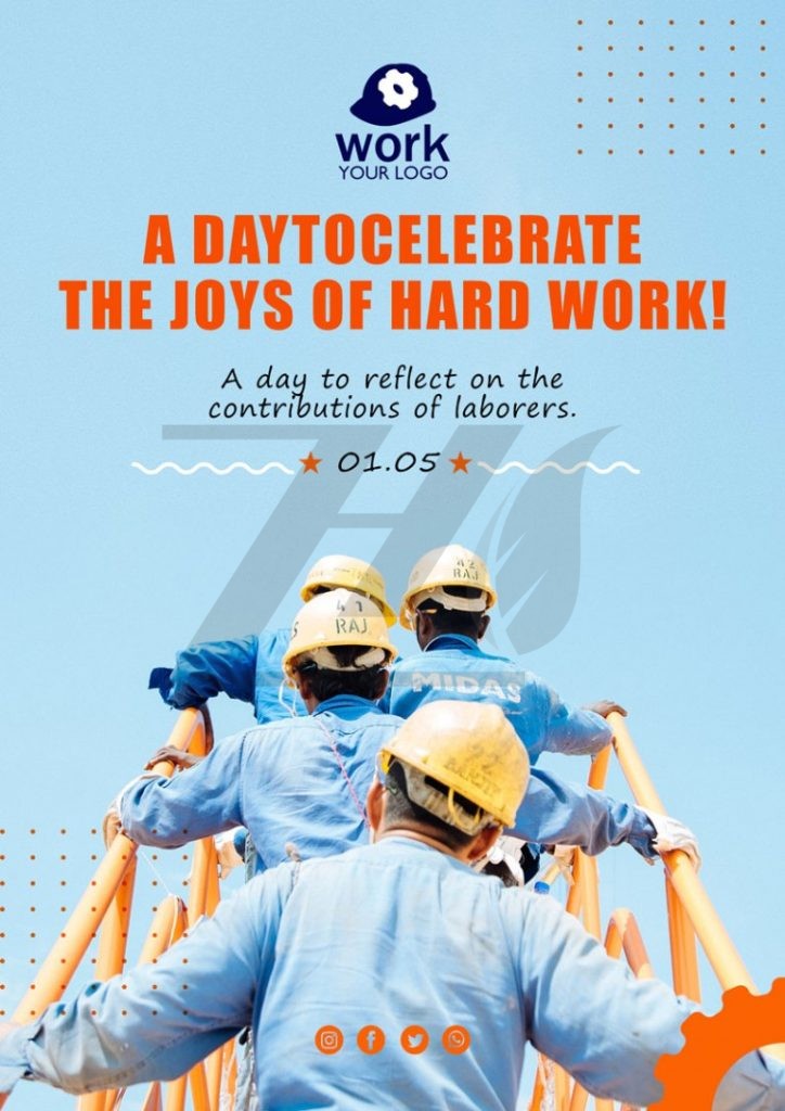 فایل لایه باز پوستر روز جهانی کارگر رنگ روشن