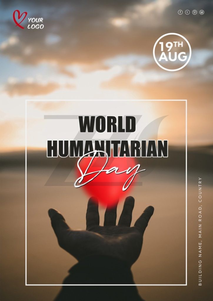 فایل لایه باز پوستر روز جهانی بشر دوستانه ، رنگ تیره