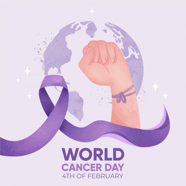 وکتور روز جهانی سرطان پس زمینه آبرنگی
