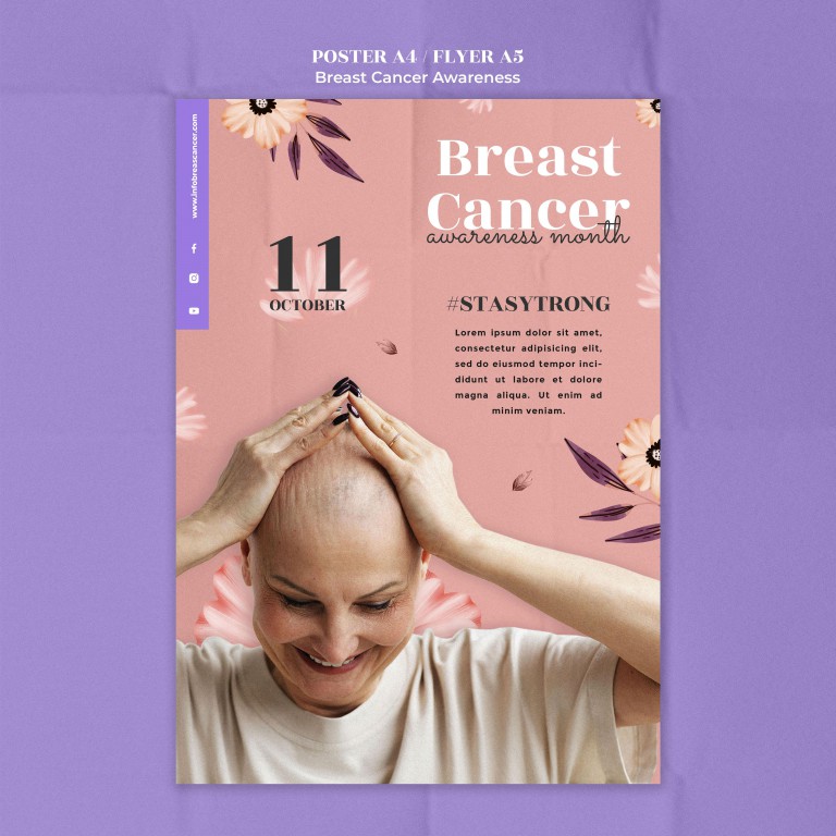 فایل لایه باز قالب پوستر آگاهی از سرطان سینه