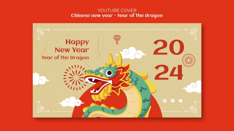 فایل لایه باز طرح پیش نمایش سال نو چینی در یوتیوب