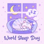 وکتور تصویر روز جهانی خواب طرح گربه
