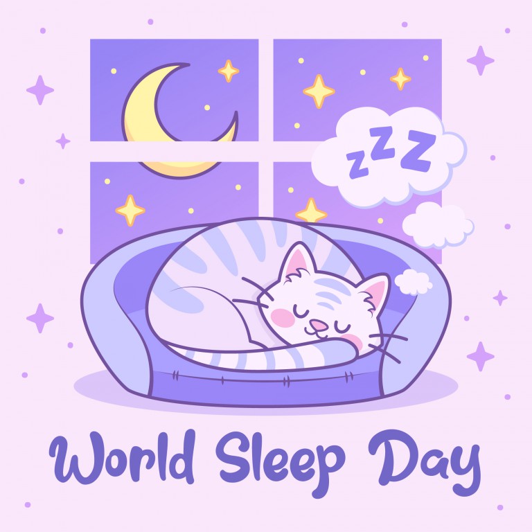 وکتور تصویر روز جهانی خواب طرح گربه