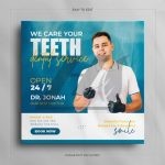 فایل لایه باز قالب پست اینستاگرام خدمات دندانپزشکی