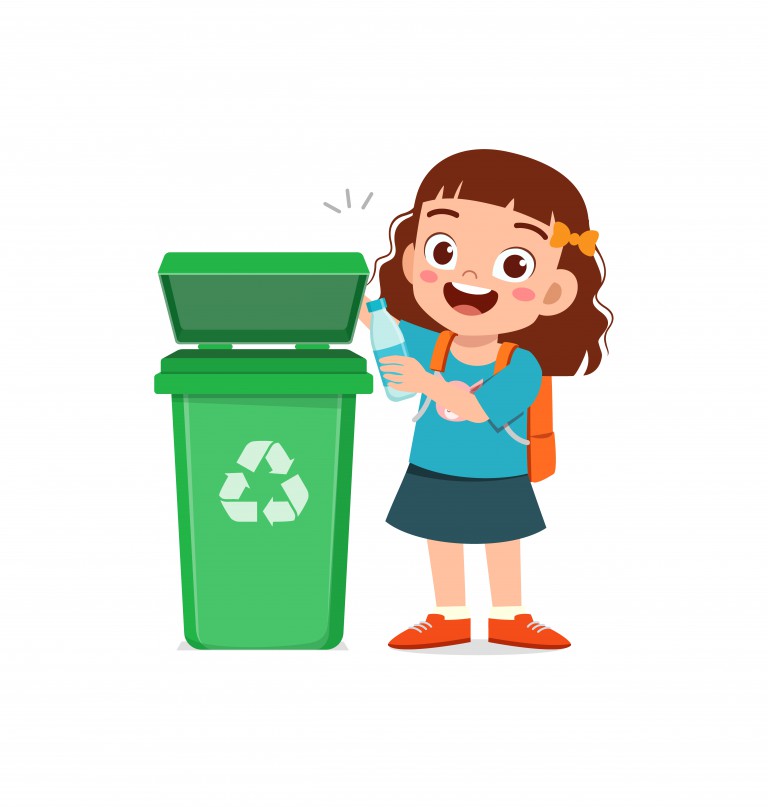 وکتور بازیافت زباله توسط دختر بچه