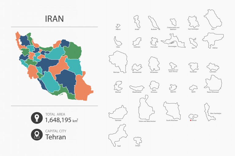 وکتور نقشه ایران همراه با جزییات