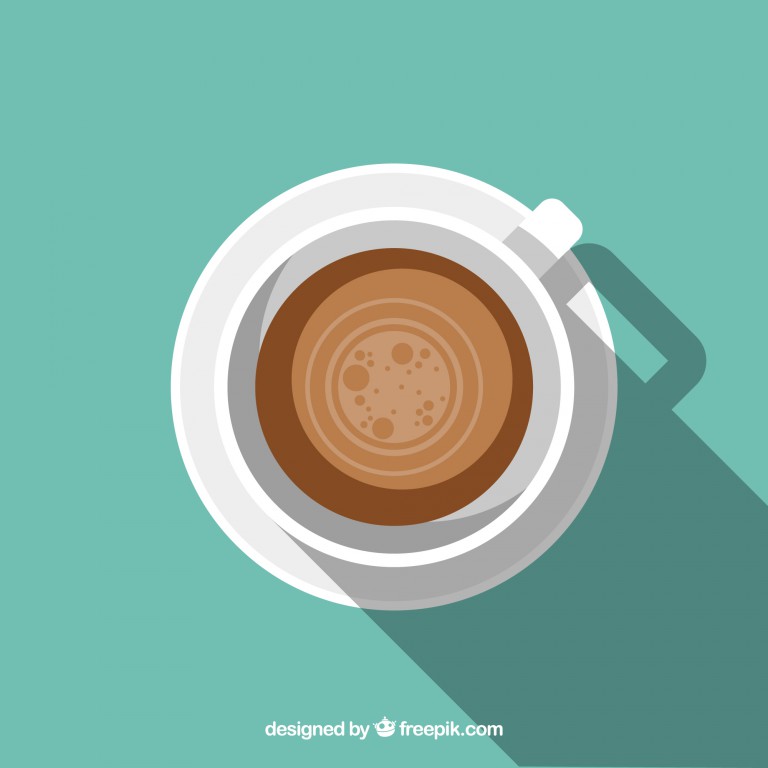 وکتور فنجان قهوه از نمای بالا
