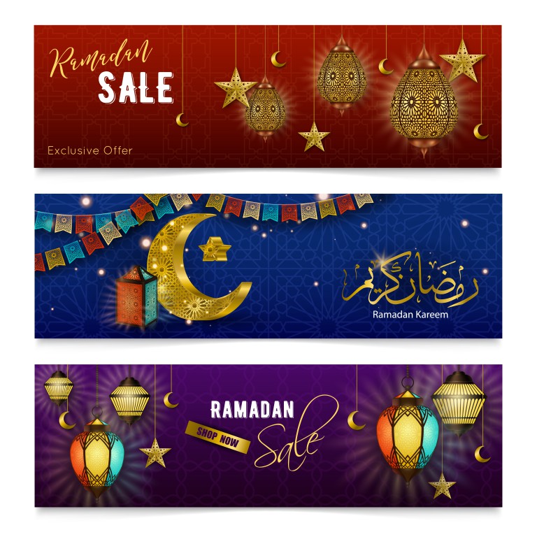 وکتور مجموعه بنر فروش در ماه رمضان