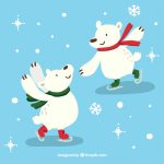 وکتور خرس‌های قطبی اسکیت سوار